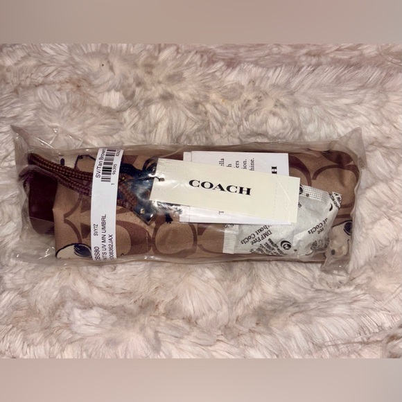 Coach NEW Coach X Peanuts Snoopy Print Brown Multi UV Protection Mini Umbrella - Picture 14 of 16